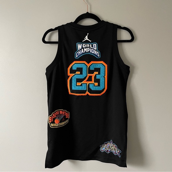 Air Jordan Kids Patch Pack Jersey Black NBA 1990s MJ Streetwear sz L - Picture 14 of 15